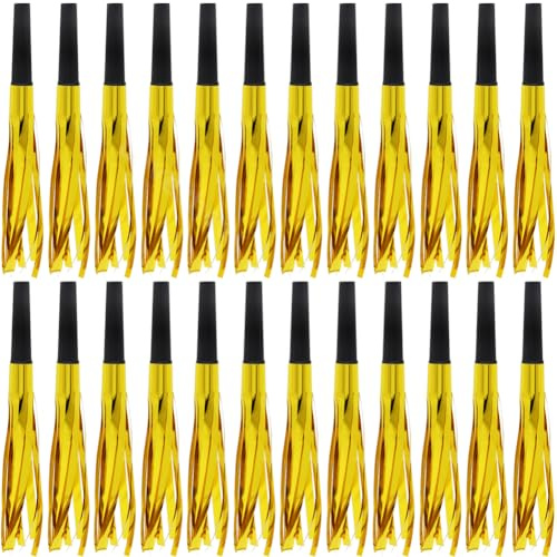 Lovecheer 24PCS Party Blowers Gold Noisemakers Horn Foil Fringed Blowouts Whistle for Wedding Birthday 2026 New Year Eve Christmas Sports Cheering