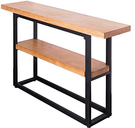 Sofa-Rückenregal-Tisch, schmaler Konsolentisch, Konsolentisch, 2-stöckiger Konsolentisch, Holz-Sofa-Eingangstisch, Beistelltisch, Sofa-Tisch, Beistelltisch, Metallrahmen für Foyer, Eingangsb