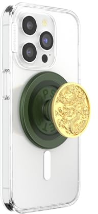 PopSockets Phone Grip for MagSafe, Magnetic Holder, Phone Stand, Enamel - Enamel Dragon | Removable, For Kindle / Android / iPhone, With Magnet, Enamel, Designs, iPad, Removable, Popper