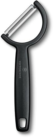 Victorinox Rho, pelador para verduras, frutas, borde recto, filo único, extra afilado, Swiss Made, negro