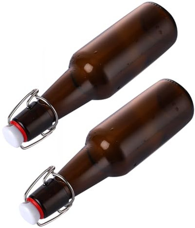Ciieeo 2pcs Buckle Juice Bottle Glass Beer Bottle Kitchen Oil Enzyme Storage Leak Sealed Container