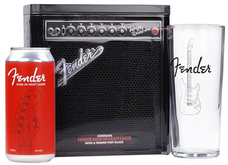 Fender Plug-in Craft Lager Beer, 440ml, with Fender Pint Glass in Tin