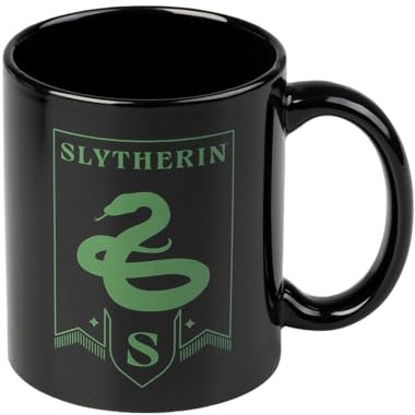 Grupo Erik: Tazza Serpeverde - Tazza Nera Harry Potter Collection, 350 ml in ceramica, Gadget Serpeverde