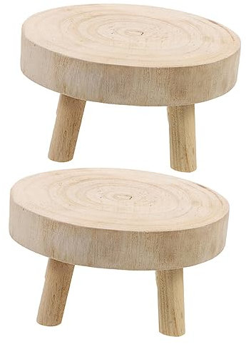 FONDOTIN 2stücke Teiliges Holz Pflanzenständer Natürlicher Pflanzentopf Halter Leichter Indoor Blumentopfständer Mit Dekorativ Kompakter Stabiler Holzbasis Für Wohnraum Büro Und Garten