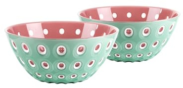 Guzzini - Lot de 2 bols. 12 « Le Murrine » (Vert Matcha-Blanc-Malva)