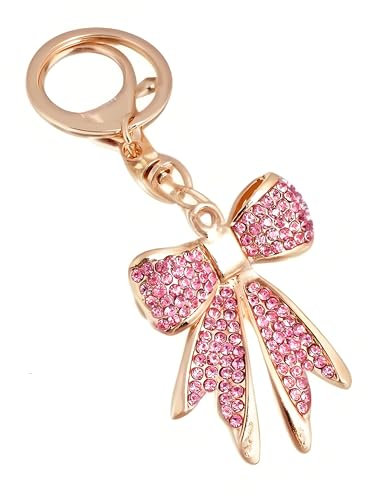 Mounteps Bogen Schlüsselanhänger für Frauen Strass Bogen Tasche Geldbörse Charme für Handtasche Backpa Muttertag Geschenk (Rosa)