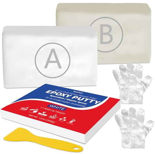 Epoxy Putty 340g White, 2-Part Waterproof Underwater Pool Leak Repair | Multi-Purpose pool & plumbing filler, above water use; bonds metal, tile, ceramic, wood concrete crack repair & sculpt