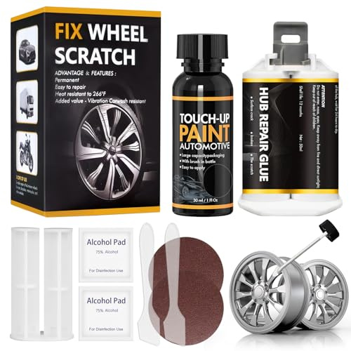 SHOPPGO Reparation Jante, Kit Reparation Jantes Aluminium, Kit Réparation Jante Alu, Utilisé pour Réparer les Rayures les Bosses et Autres Jantes en Métal Léger, Gris Argenté