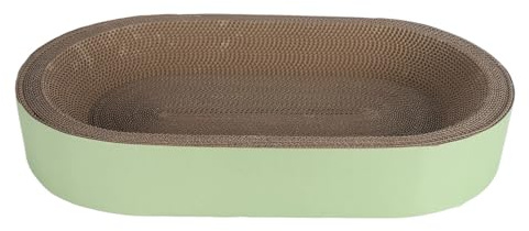 Tonysa Bol à Gratter pour Chat, Planche à Gratter en Carton Double Face pour Chat, Balle Jouet, pour Un Soutien Optimal de la Colonne Vertébrale, Lit pour de Forme Ovale (Grand 60x30x9cm /