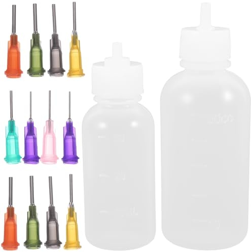 OATIPHO Juego de Herramientas para Esmaltar Cerámica con 4 Botellas de Compresión de Plástico Seguro y 40 Puntas de Aguja, Aplicador de Precisión para Manualidades y Artesanía Cerámica