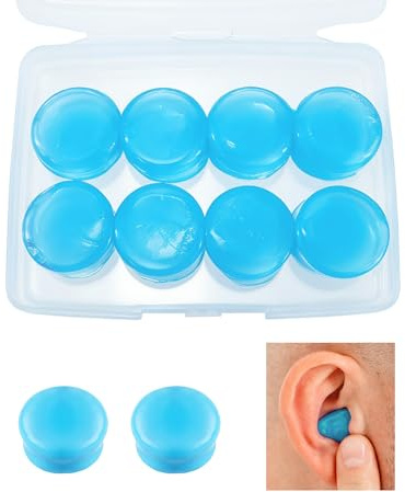 Desenda 4 Pairs Moldable Silicone Ear Plugs, Soft Reusable Noise Cancelling Sleep Earplug for Sleeping, Airplanes, Travelling, Studying, Concerts, Swimming (Blue)