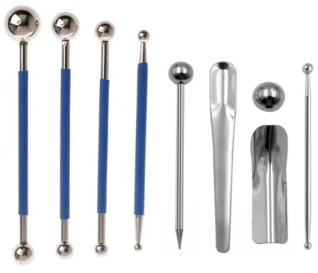 Moliuoly Lot de 4 boules de presse à joints en acier inoxydable pour carrelage et joints de sol + 5 outils de jointoiement