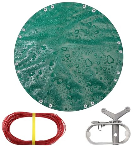 TARPAL 12ft Heavy Duty Round tarp with Accessories 10mil Circle Tarps | Waterproof Tarp Multipurpose Outdoor Pool Covers Pools tarp for Under Pool(Green/Black)
