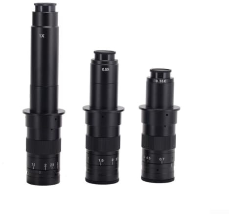 CS-Mount mikroskopzoomobjektiv 0,7–4,5 x för industrikamera, legering monokulärt objektiv med manuell fokusering för PCB-inspektion och juvelerare, arbetsavstånd 100–150 mm, svart (300 X)