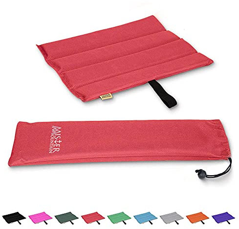 Mister Mountain® Outdoor Iso-Sitzkissen 31x35x1,2cm Leicht Faltbar & Waschbar. Thermokissen, Sitzmatte Inklusive Tasche. Sitzkissen mit Schutz vor Kälte, Nässe, Schmutz & Hitze. (Rot)