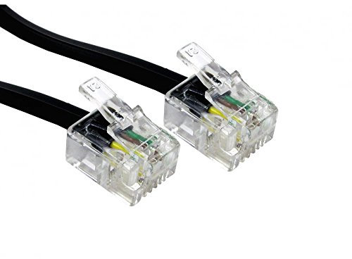 Premium ADSL/Fibre Broadband Cable - Premium Quality/Gold Plated Contact Pins/High Speed/Router or Modem to RJ11 Phone Socket or Microfilter for use with ADSL/FTTC/Fibre (5m, Black)