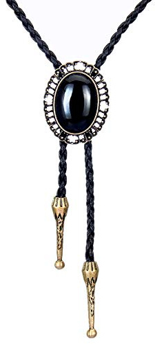 Coolla Bolo-Krawatte, handgefertigt, runde Form, Western-Cowboy, schwarz, Vintage-Stil, türkis, Anhänger für Damen und Herren