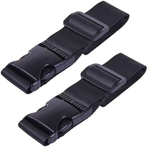 Wisdompro Add a Bag - Cinghia per bagagli, confezione da 2 pezzi, resistente, regolabile, per valigie, accessori di fissaggio per collegare i bagagli, nero, 50,8 cm