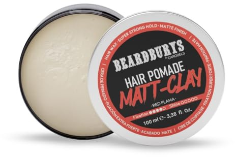 Beardburys Matt Clay Pomada para el cabello para hombres con fijación fuerte, acabado mate, arcilla de peinado a base de agua, aporta textura y volumen, fácil de lavar, sin residuos, 100 ml