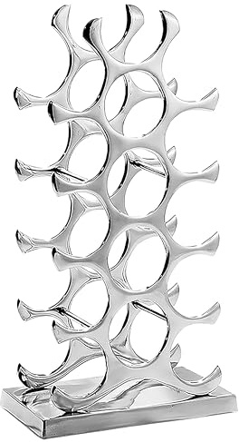Kobolo Weinregal Flaschenhalter Circle - Metall poliert - Silber - für 15 Flaschen