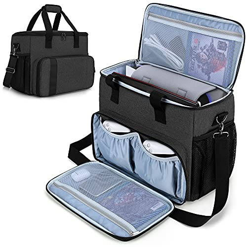 CURMIO Tragetasche für PS5, PS4, PS4 Pro, Xbox Series S, Xbox One, Schwarz