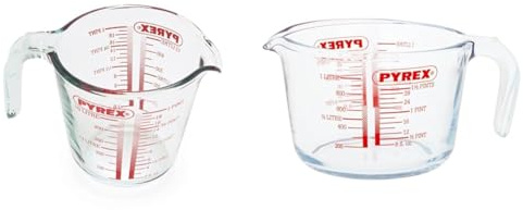 Pyrex P586 Jarra De Medición, 500 Ml + Classic - Jarra De Vidrio Medidora De 1 L, Apta Para Microondas