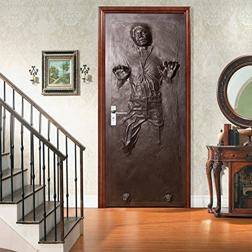 Custom Brown Character Relief Self-Adhesive Removable Door Sticker 3D Wallpaper Vinyl Living Room Bedroom Decoration Poster Home Design Decor Wall Mural Decals