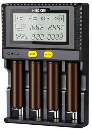 Schnellstes 18650 Akkuladegerät, AUKSKY 3A Schnellladegerät mit 4 Steckplätzen, LCD-Display, Temperaturregelung für AA AAA D 26650 18490 18350 18500 RCR123 Li-Ion/IMR/INR/ICR/NI-MH/NI-Cd Akku