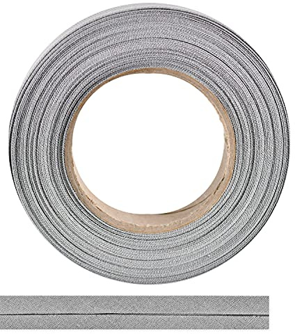 ME:NaMa Schrägband aus 100% Baumwolle - 10 m x 40 mm (gefalzt) - Hochwertiges Einfassband, Baumwollband, Schrägband - Ideal zum DIY-Nähen - In Belgien hergestellt, auf Einer Rolle (Grau)
