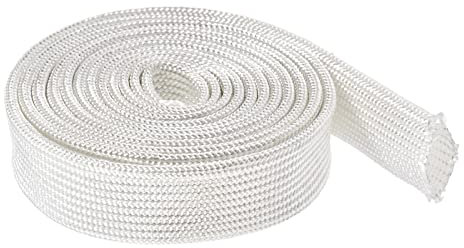 Rebower Fibra Vetro Manicotto Isolato Cavo Protezione Tubo [per Alte temperature Applicazioni] - 3.28Ft-10mm / Bianco