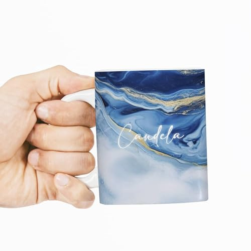 Transparent Gift Taza Personalizada con Nombre Mármol. Tazas Personalizadas de Cerámica. Tazas Originales para Regalar en Cumpleaños. Regalos Originales para Hombre, Mujer. Regalos para Amigas, Madres