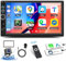 Double Din CarPlay Car Stereo with CarPlay Android Auto, CAMECHO 7 Inch Touchscreen 2 Din Car Radio with Bluetooth Mirror Link SWC FM Radio AUX USB + Reverse Camera+ MIC