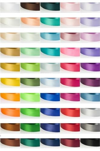 Jajasio 50 Rollen Satinband Geschenkband 50 Farben Satin Schleifenband Dekoband 6mm Breit 27,4m Lang Satinbänder Bunt Stoffband Seidenband Stoff Bänder Zum Basteln und Geschenk Party Hochzeit