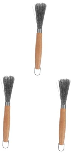 POPETPOP 3pcs Stainless Steel Pan Brush Dish Tool for Cleaning Pots Pans Multi-use Kitchen Brush Kitchen Scrubber