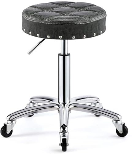 LXGJSQY Hocker auf Rädern Retro Friseurhocker Schönheitshocker Friseurstuhl Lift drehbar, Dunkelbraun (Größe: Dunkelbraun) Hallo