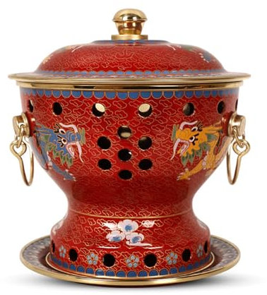 OYWEHECE Einzelne Person, Kleiner Kupfertopf, Alter Pekinger Kleiner Dicker Kuh-Hot Pot, Chinesischer Traditioneller Cloisonné-Hot Pot, Kommerzieller Alkoholanteil, Roter Kupfer-Hot Pot,E