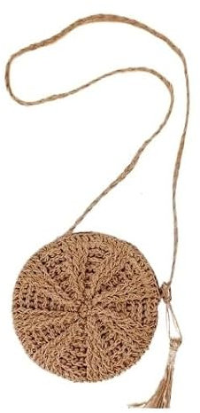 WANGSHAOWEI Strohtasche Handgemachte Sommertaschen for Frauen, Strandweberei, Damen-Strohtasche, gewickelte Strandtasche, mondförmige Handtaschen mit Griff Oben Runde Strohtasche(B Style)