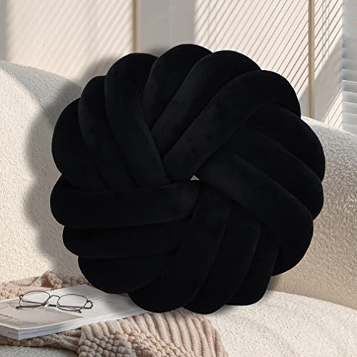 Generisch Knot Cushion, Soft Plush Cushion, Knotted Cushion, Decorative Cushion for Sofa, Bed, Decorative, Knot Cushion, Throw Cushion for Home Decoration, Bedroom, Couch,Schwarz,42cm