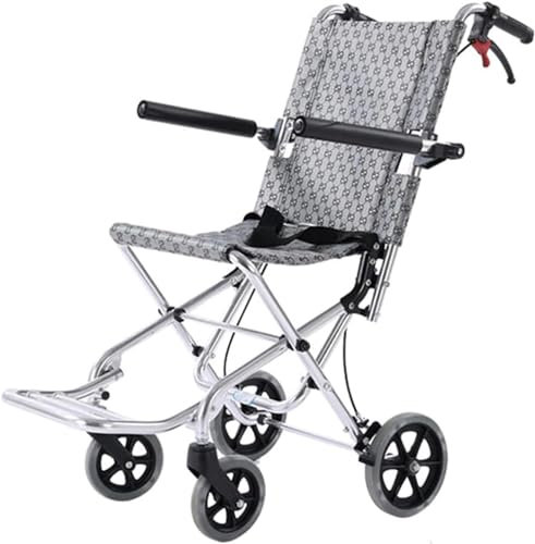SXTYFBB Rollstuhl Rollstuhl aus Aluminiumlegierung Klapprollstühle Transportrollstühle Verstellbare Armlehnen und Handbremse Tragkraft 75 kg/165 lb Rollstühle