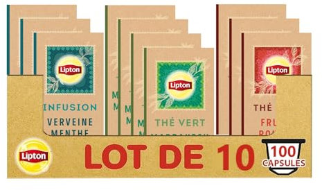 Lipton - Lot de 100 capsules Lipton compatibles Nespresso (40 Marrakech + 30 Verveine + 30 Fruits rouges)