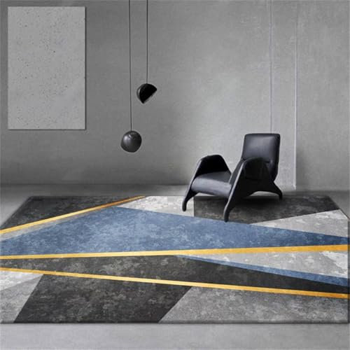 RUGMRZ Dywany Do Salonu Spiele Teppich Büroteppich grau-blau geometrisches Design dauerhaft waschbar Salon Auslegware 80X150CM
