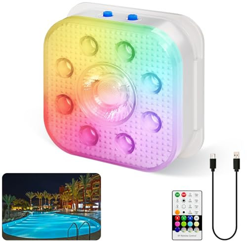 HL Luci per vasca idromassaggio, luce LED sommergibile, RGB subacquea, impermeabile, galleggiante, con telecomando, per piscine fuori terra, vasche idromassaggio, stagni, fontane, basi per vasi