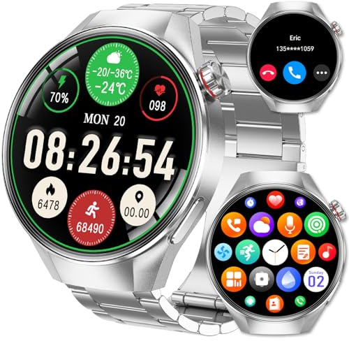 Orologio Smartwatch Uomo 1,75 AMOLED con Chiamate Bluetooth, Monitoraggio Battito Cardiaco Ossigeno nel Sangue, Sonno Tracker Fitness, IP67 Impermeabile Compatibile con Android iOS Assistente Vocale