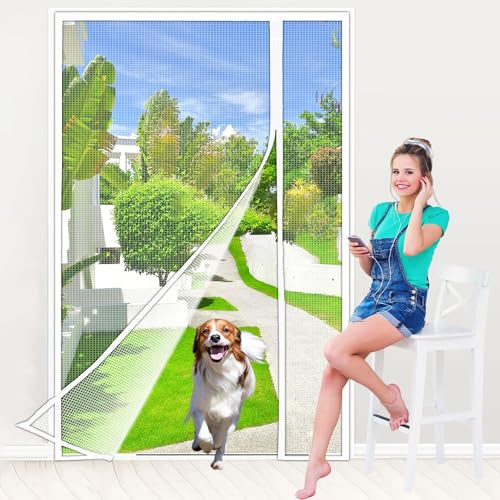 Zlhloj Zanzariera Magnetica Porta Reversibile con Apertura a Sinistra/Destra, 70x235 cm Zanzariere per Porte con Apertura Laterale Porta del Balcone, Monta Facilmente, Non Serve Forare Bianco