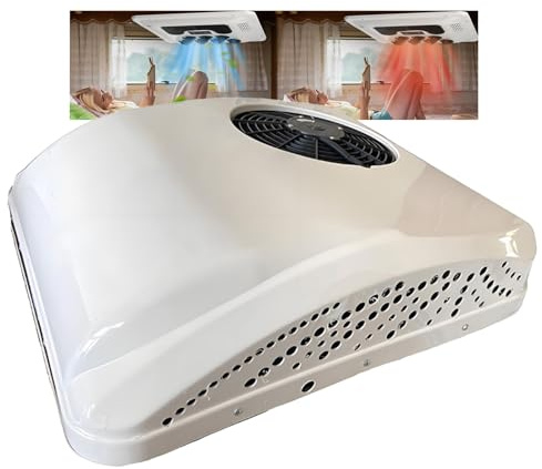 dosiwlatever Climatiseur pour Camping-Car, 8 500 BTU de Refroidissement et 4 000 BTU de Chauffage, avec Affichage de la température, Dimensions minimales du puits de lumière : 320 x 240 mm,96V