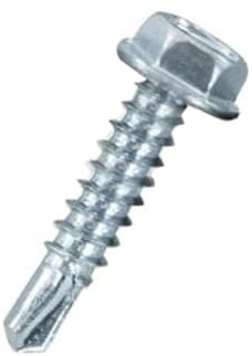 Hex Head Self-Drilling Metal Screws 4.8mm x 38mm, Zinc-Plated Tek Screws, Self-Tapping Hexagon Washer Head Fasteners with Drill Point, for Sheet Metal, Framing, Deck, Fence, HVAC and Ductwork (50 pcs)