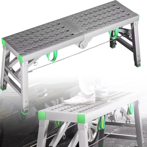 Andamio Plegable, Escalera Plegable Ajustable - Plataforma de Trabajo portátil de 1,4 m para proyectos de construcción y Bricolaje - Torre de Acero Resistente para un Acceso Seguro a la altu