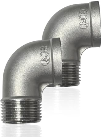 2 PCS 90 Degree Elbow Fittings, 304 Stainless Steel 1 Inch Female BSP Thread Stainless Steel 304 Elbow Connector Pipe Fitting for Pipe Connecting Conversion Industrial Plumbing