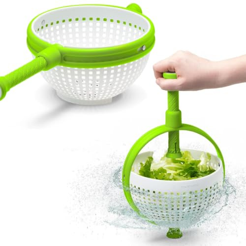 Hand Press Spintastic Salad Spinner with Spin Tastic Colander Basket | Quickly Drain Off,Large Capacity,Comfortable Grip,Easy to Clean,BPA-Free,Ergonomic Handle,For Kitchen