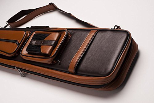 CUEL Billard-Queuetasche Saville 2/4 Hellbraun-braun für Pool-Billard-Queues, aus Kunstleder, mit Schultergurt, Tragegriff und Seitentasche für Billardzubehör
